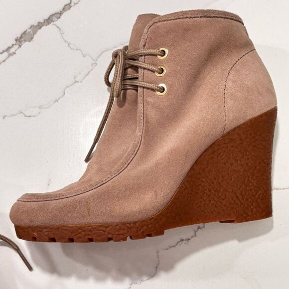 MICHAEL Michael Kors | Rory Boot Chukka Wedge Lace Up Sand Taupe Suede Size 5 - Picture 6 of 15